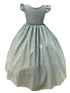 Little Girls Light Blue Metallic Flutter Sleeve Flower Girl Dress 2-6 - SophiasStyle.com